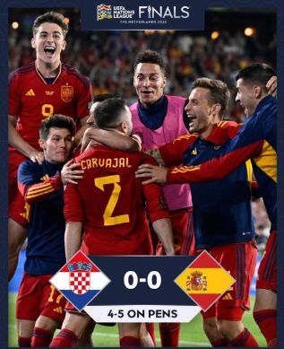 欧国联：西班牙点球大战5-4击败克罗地亚夺冠，西蒙两次扑点