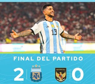 友谊赛-阿根廷2-0战胜印尼 帕雷德斯世界波罗梅罗头球建功